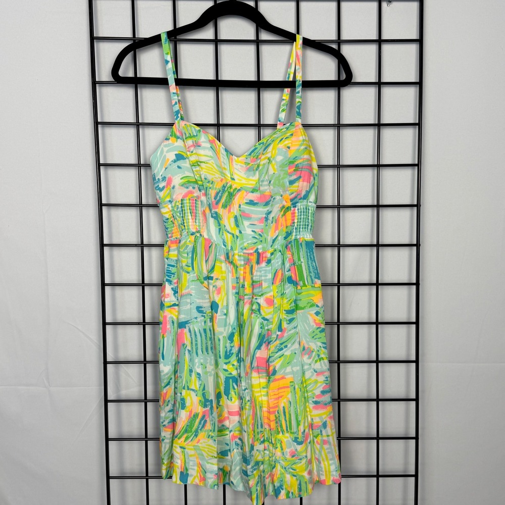 Lilly Pulitzer Christine Sundress Women 0 Multicolor Tropical Smocked - Picture 1 of 12
